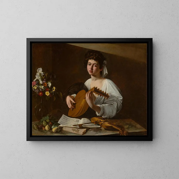 Il suonatore di lira - Caravaggio — quadro incorniciato alla parete