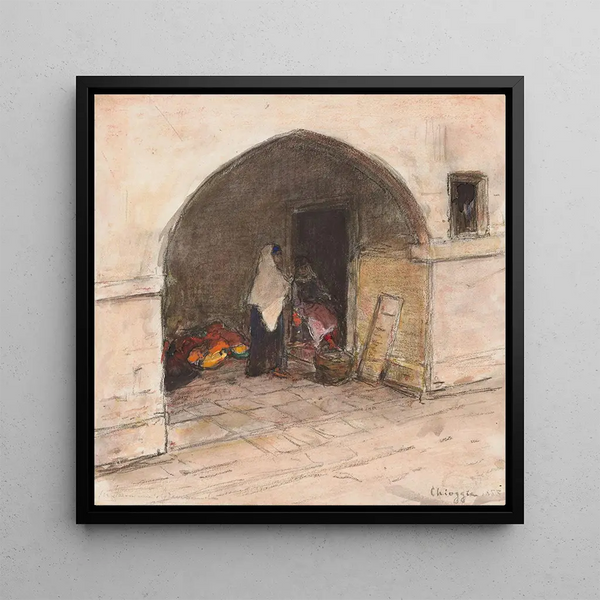 Carel Nicolaas Storm van sGravesande - Straattafereel met oosters geklede vrouwen te Chioggia.webp