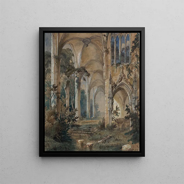 Rovina di una chiesa gotica - Carl Blechen — quadro incorniciato alla parete
