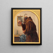 Un monaco si esamina in uno specchio - Carl Bloch — quadro incorniciato alla parete