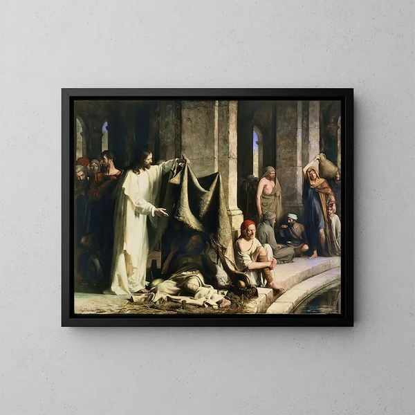 Il Cristo che guarisce alla piscina di Bethesda - Carl Bloch — quadro incorniciato alla parete