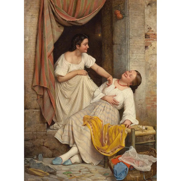 Carl Bloch - To leende piger Two smiling girls.webp