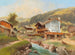 Villaggio di montagna al bordo di un ruscello - Carl Franz Emanuel Haunold — vista dell’opera