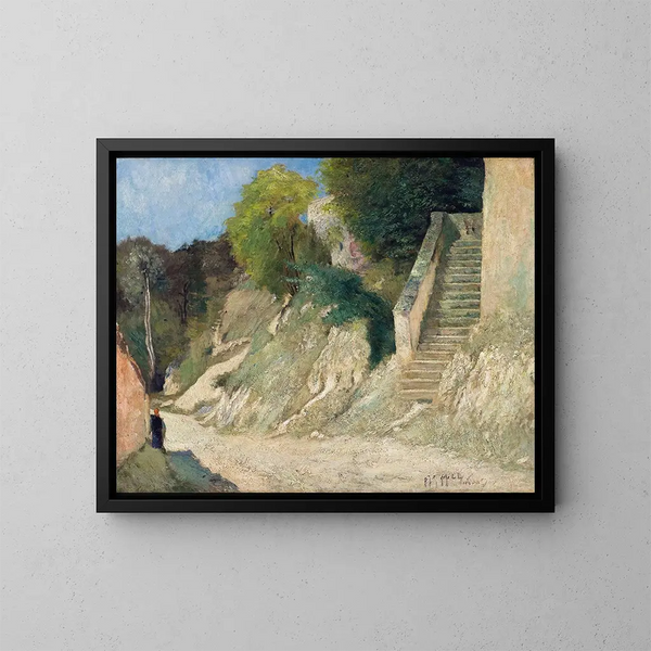 Una salita ripida a Montigny-sur-Loing - Carl Fredrik Hill — quadro incorniciato alla parete