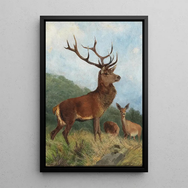 Un cervo dominante - Carl Friedrich Deiker — quadro incorniciato alla parete