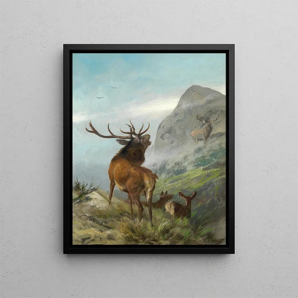Röhrender Rothirsch - Carl Friedrich Deiker — quadro incorniciato alla parete