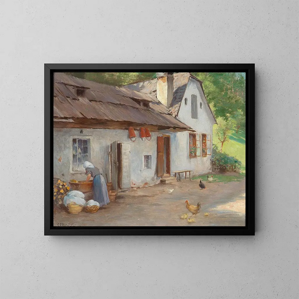 Giorno di lavaggio - Carl Fröschl — quadro incorniciato alla parete