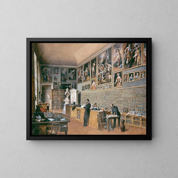 La biblioteca dei funzionari della collezione Ambraser, collezione di ritratti - Carl Goebel il Giovane — quadro incorniciato alla parete