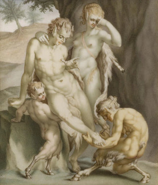 Carl Gustaf Klingstedt - En satyr en menad och tvenne fauner sysselsatta med att dra ut en sticka.webp