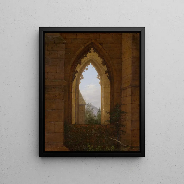 Finestre gotiche nelle rovine del monastero di Oybin - Carl Gustav Carus — quadro incorniciato alla parete