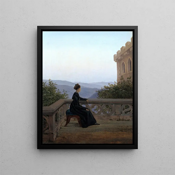 Donna sul balcone - Carl Gustav Carus — quadro incorniciato alla parete