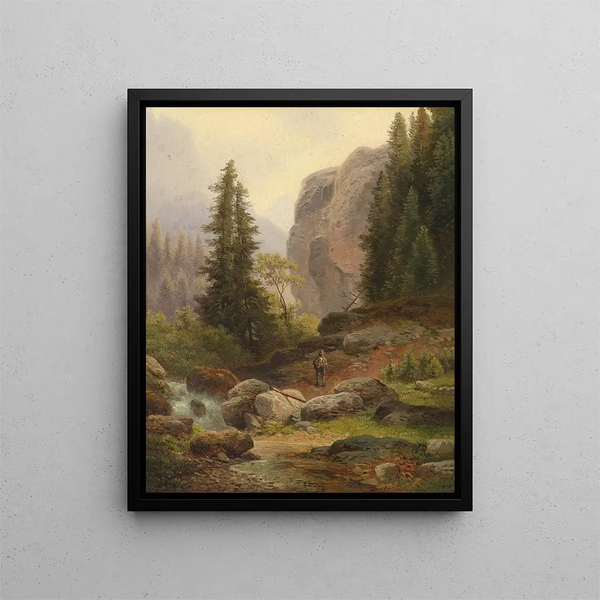 Cacciatori in alta montagna - Carl Hasch — quadro incorniciato alla parete