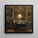 Una donna che legge alla luce di una lampada - Carl Holse — quadro incorniciato alla parete