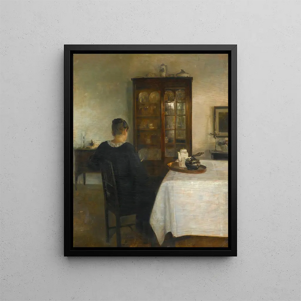 La donna dell'artista in un interno - Carl Holse — quadro incorniciato alla parete