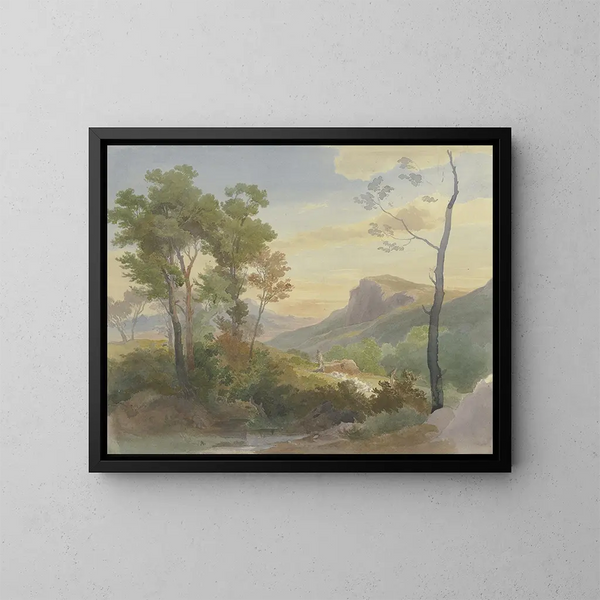 Paesaggio di montagna italiano - Carl Hummel — quadro incorniciato alla parete