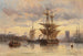 Vele in un porto - Carl Joseph Kuwasseg — vista dell’opera