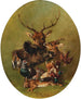Natura morta di caccia con cervo, cinghiale, volpe, lepre, sparviere e fagiano - Carl Jutz — vista dell’opera