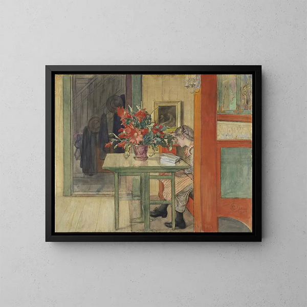 Lisbeth che legge - Carl Larsson — quadro incorniciato alla parete