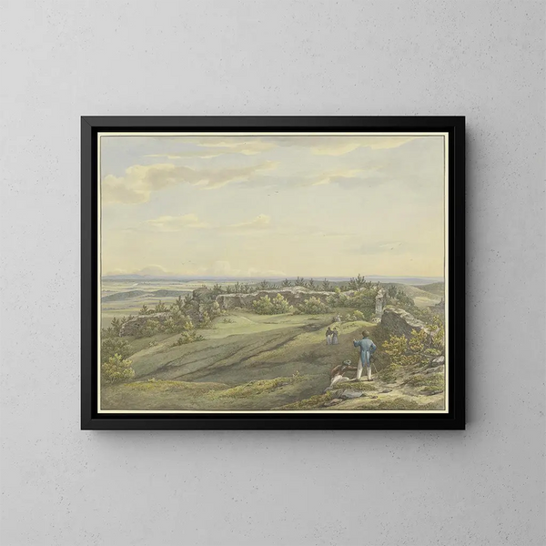 Cour de la ruine de Falkenstein avec vue sur la plaine du Main, l'Odenwald et les montagnes du Rhin - Carl Morgenstern — quadro incorniciato alla parete