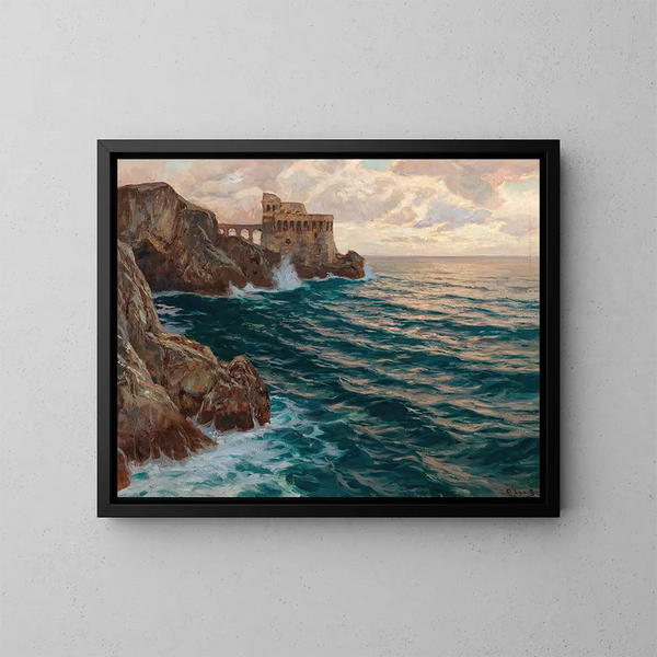 Rottura del mare con castello - Carl O'Lynch de Town — quadro incorniciato alla parete