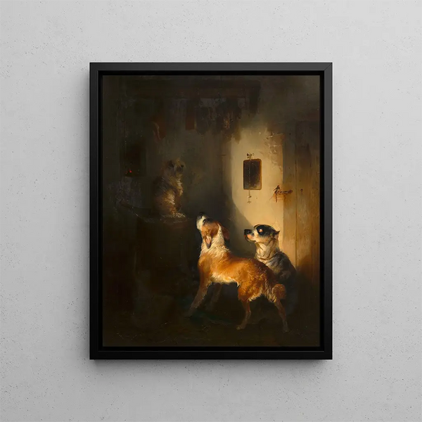 Carl Pischinger - Drei Hunde in einer Fleischkammer.webp