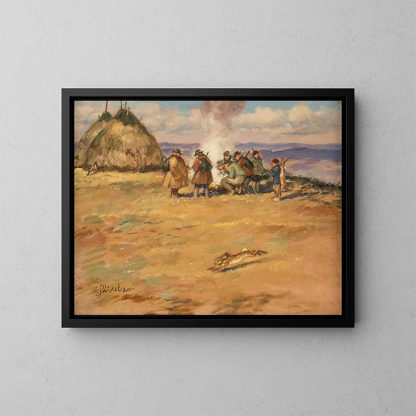 Dopo la caccia al coniglio - Carl Plückebaum — quadro incorniciato alla parete