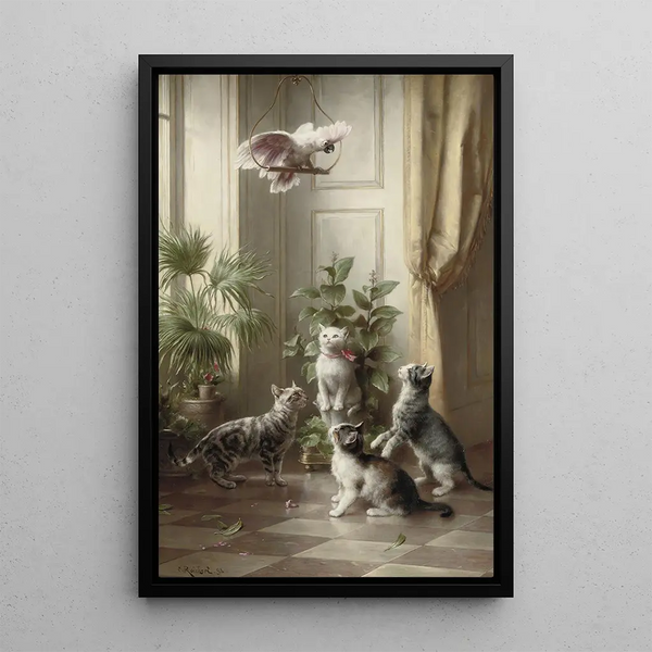 Riproduzione del dipinto Gatti e il cacatua - Carl Reichert