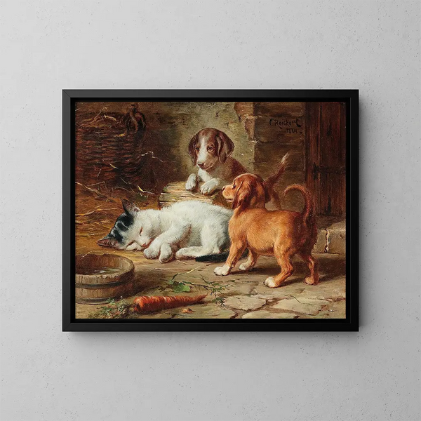 I cuccioli sono svegli - Carl Reichert — quadro incorniciato alla parete
