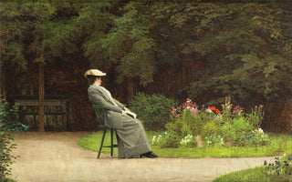 Carl Scherres - Lesende Dame in einem Park.webp