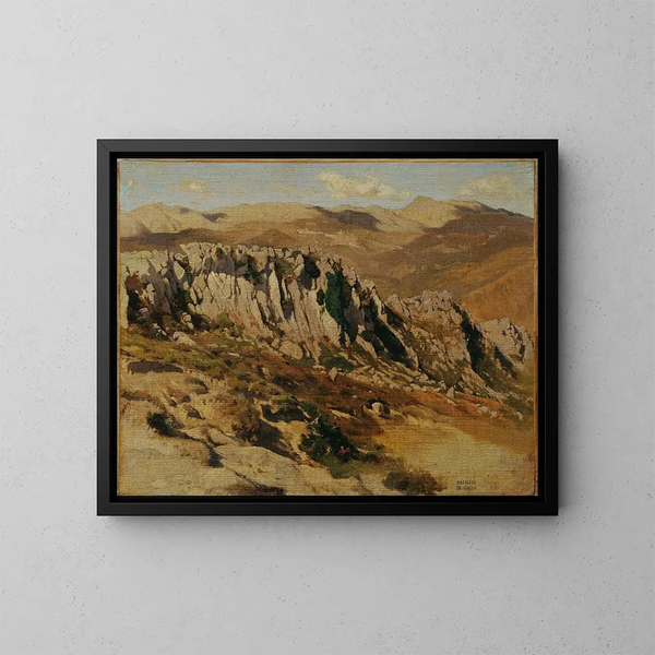 Paesaggio roccioso vicino a Olevano - Carl Schuch — quadro incorniciato alla parete