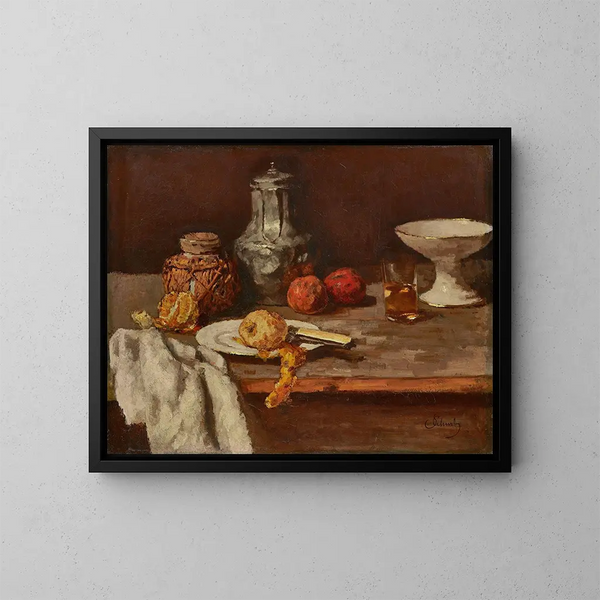 Pot à ingwer con metà d'arancia - Carl Schuch — quadro incorniciato alla parete