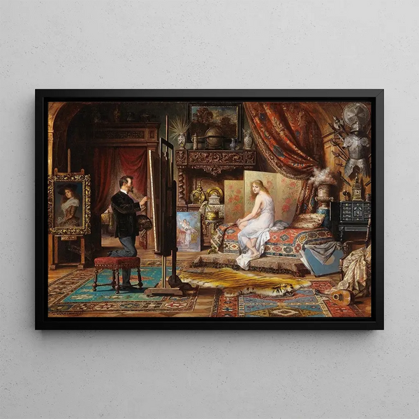 L'Artiste et son modèle - Carl Schweninger Jr — quadro incorniciato alla parete