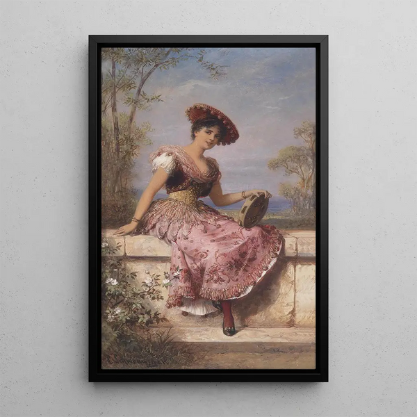 Giovane giocatore di tamburello - Carl Schweninger Jr — quadro incorniciato alla parete