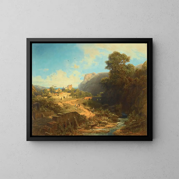 Paesaggio italiano - Carl Spitzweg — quadro incorniciato alla parete
