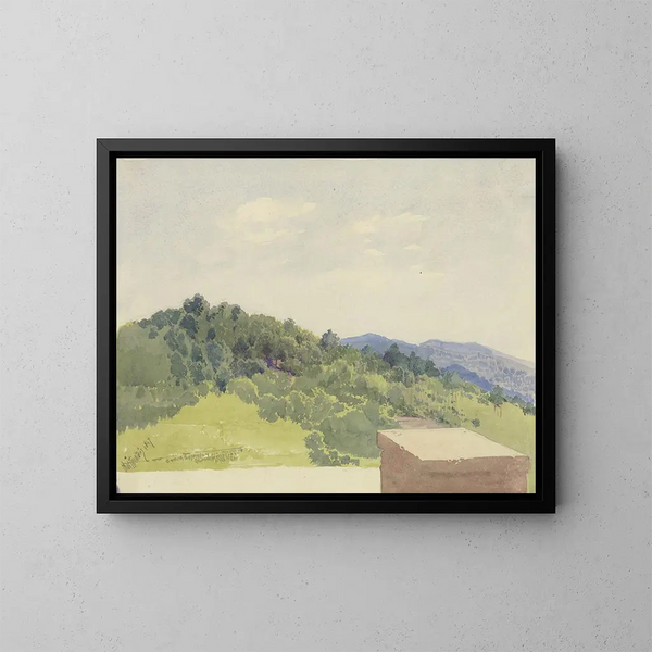 Paesaggio montano visto da una fortezza - Carl Theodor Reiffenstein — quadro incorniciato alla parete