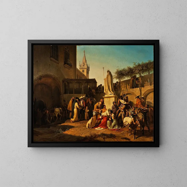 Scène della difesa di una città spagnola durante una guerra di guerriglia - Carl von Heideck — quadro incorniciato alla parete