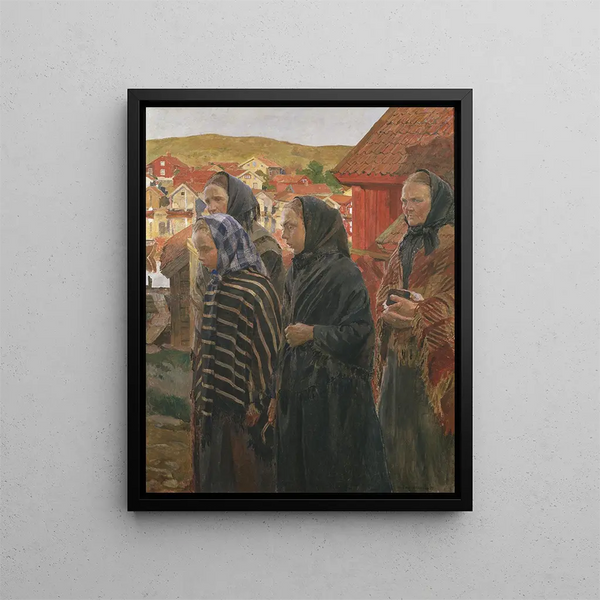 Le donne dei pescatori tornano dalla chiesa - Carl Wilhelmson — quadro incorniciato alla parete