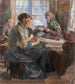 Pescatrici che fabbricano reti a Bohuslän - Carl Wilhelmson — vista dell’opera