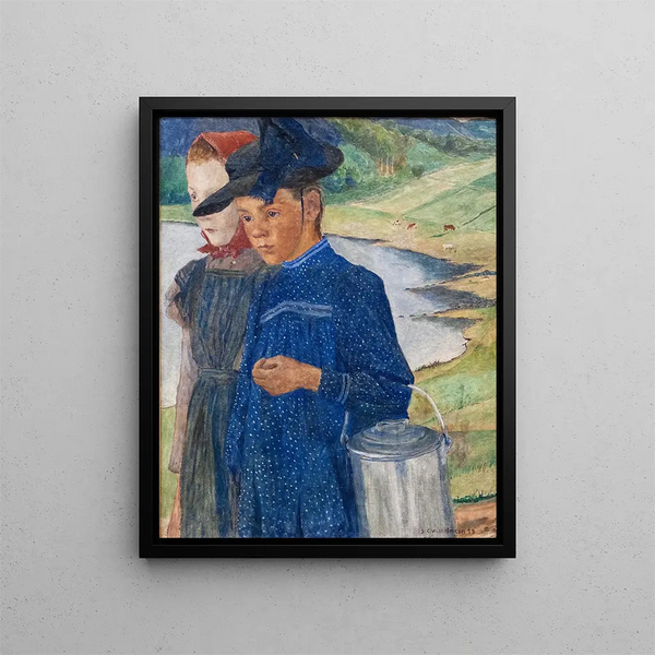 Due ragazze sulla strada - Carl Wilhelmson — quadro incorniciato alla parete
