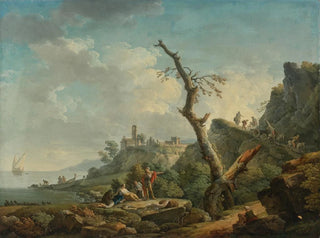 Carlo Bonavia - A River Landscape With Figures Reclining In The Foreground.webp