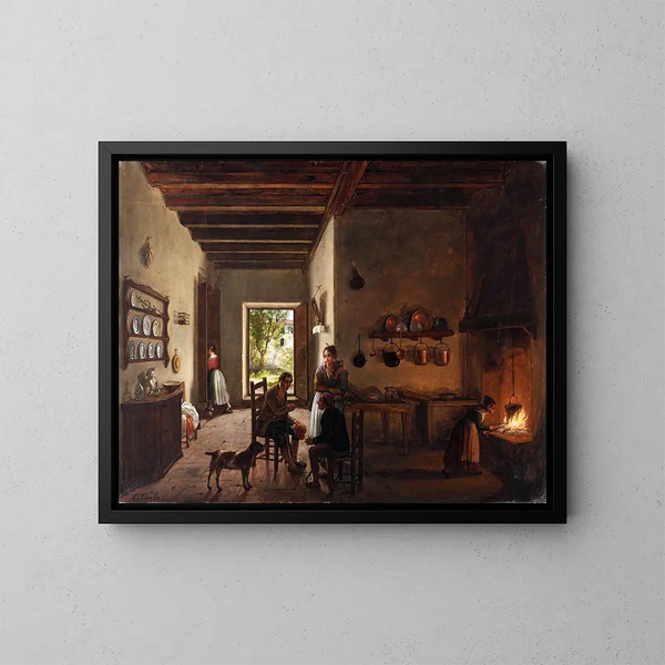 Interno di cucina - Carlo Canella — quadro incorniciato alla parete
