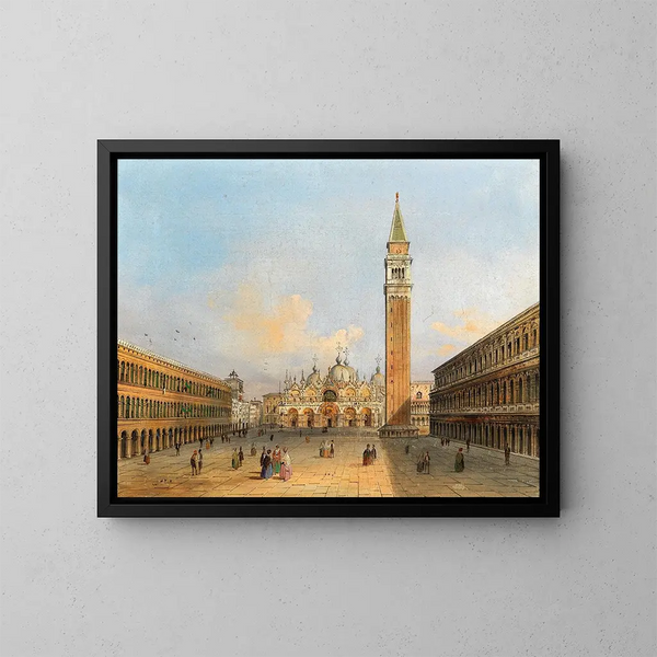 Una vista di Piazza San Marco e del Campanile - Carlo Grubacs — quadro incorniciato alla parete