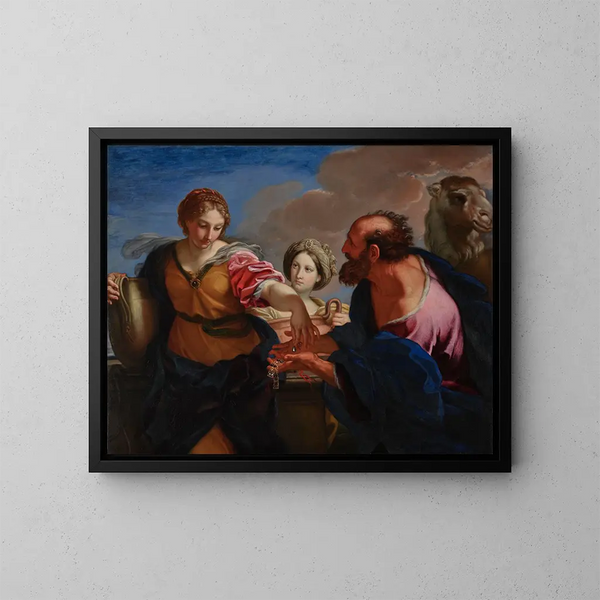 Rebecca e Eleazar al pozzo - Carlo Maratti — quadro incorniciato alla parete