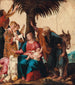 La pausa durante la fuga in Egitto con un diacono e tre angeli - Carlo Saraceni — vista dell’opera