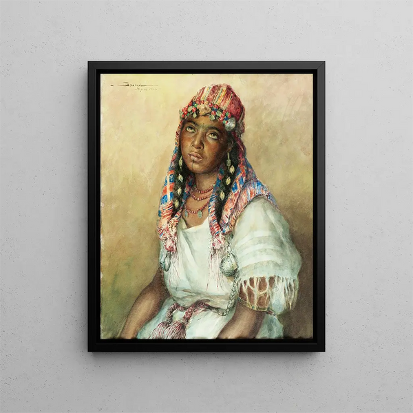 Donna in bianco - Carlos Abascal — quadro incorniciato alla parete