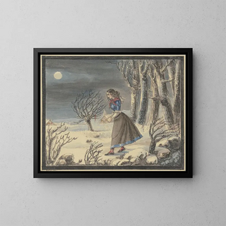 Caroline Pierson - Die Dichterin Anna Louise Karsch in einer Winterlandschaft bei Vollmond.webp