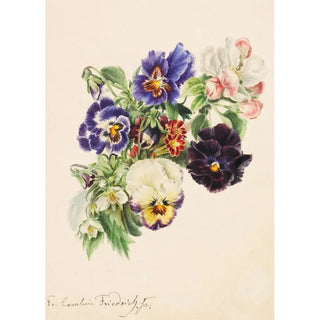 Caroline Therese Friedrich - Kleiner Strau mit Stiefmtterchen Apfelblten und Primeln.webp