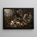 Gentiluomo cacciatore con la sua muta di cani e i trofei di caccia - Carstian Luyckx — quadro incorniciato alla parete