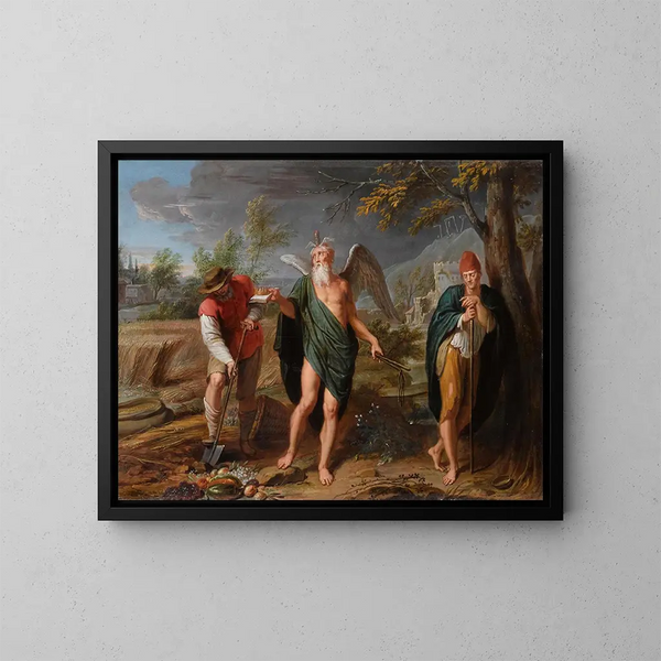 Allegoria del Tempo, del Lavoro e dell'Inattività - Caspar Jacob van Opstal il Giovane — quadro incorniciato alla parete