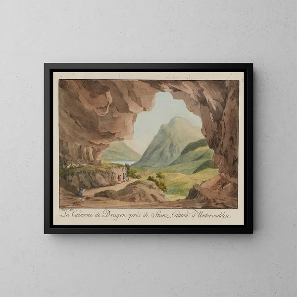 La caverna del drago vicino a Stanz, cantone di Unterwald - Caspar Leontius Wyss — quadro incorniciato alla parete